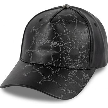 Șepci curbată negru reglabilă Spiderweb PU Leather de Ed Hardy