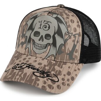 Șepci curbată gri snapback 13 Skull de Ed Hardy