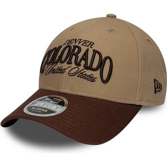 Șepci curbată maro reglabilă 9FORTY M-Crown Wordmark de Denver Colorado de New Era