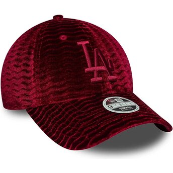 Șepci curbată roșu reglabilă 9FORTY Velour de Los Angeles Dodgers MLB de New Era