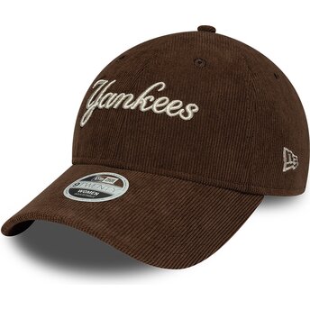 Șepci curbată maro reglabilă 9TWENTY Cord Script de New York Yankees MLB de New Era