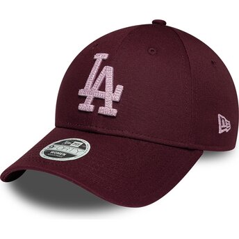 Șepci curbată roșu reglabilă rosa 9FORTY Metallic de Los Angeles Dodgers MLB de New Era
