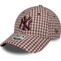 epci-curbata-rou-reglabila-9forty-m-crown-houndstooth-de-new-york-yankees-mlb-de-new-era