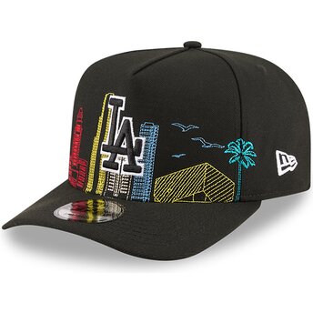 Șepci curbată negru snapback 9FIFTY A Frame Precurved Skyline de Los Angeles Dodgers MLB de New Era