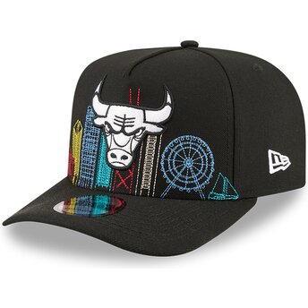 Șepci curbată negru snapback 9FIFTY A Frame Precurved Skyline de Chicago Bulls NBA de New Era