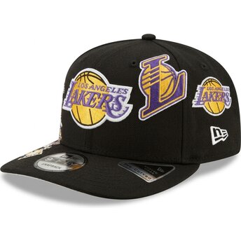 Șepci curbată negru snapback 9FIFTY A Frame Precurved Multi Patch de Los Angeles Lakers NBA de New Era