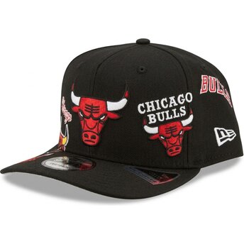 Șepci curbată negru snapback 9FIFTY A Frame Precurved Multi Patch de Chicago Bulls NBA de New Era