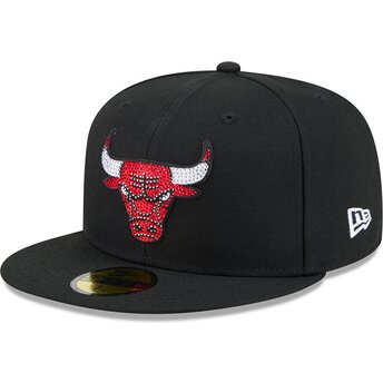 Șepci plată negru fitted 59FIFTY Rhinestone Badge de Chicago Bulls NBA de New Era