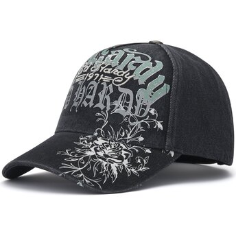 Șepci curbată negru reglabilă Distressed Floral Gothic de Ed Hardy