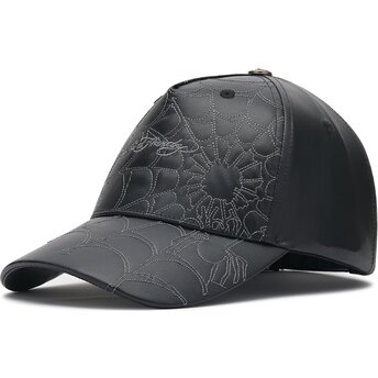 Șepci curbată negru reglabilă Spiderweb PU Leather de Ed Hardy