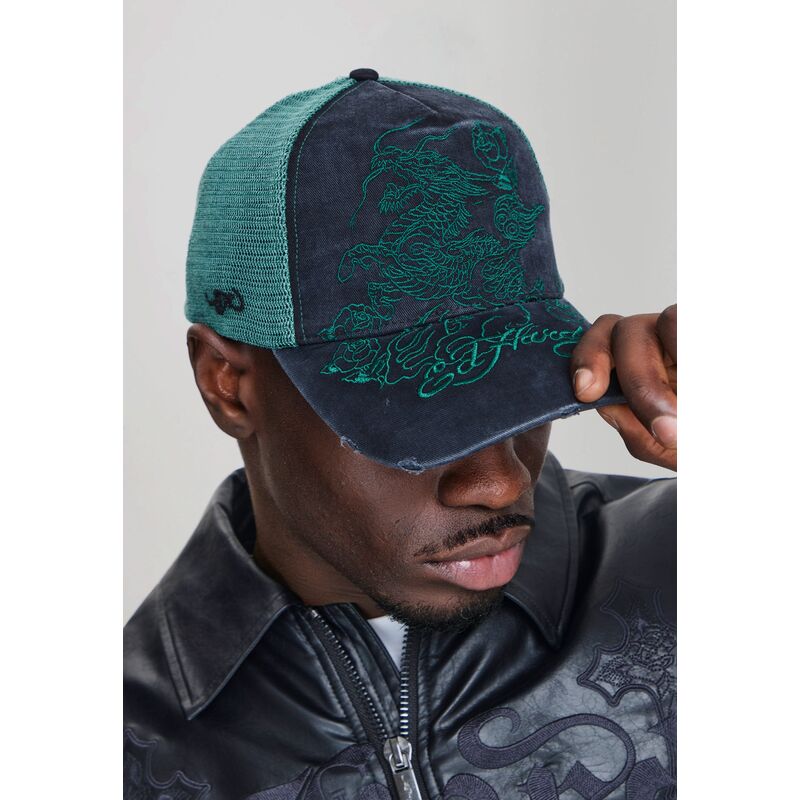 epci-curbata-negru-snapback-outline-distressed-de-ed-hardy