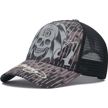 Șepci curbată negru snapback 13 Skull de Ed Hardy