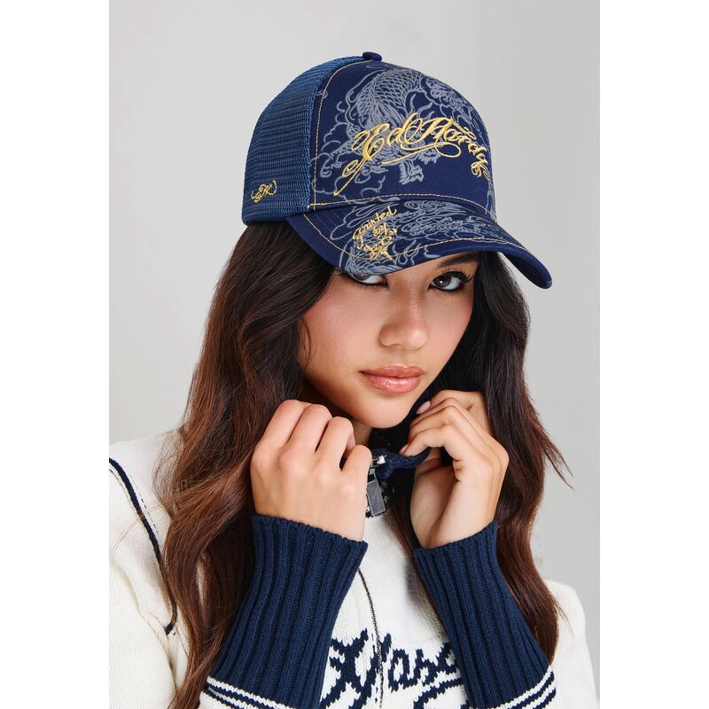 epci-curbata-bleumarin-snapback-outline-dragons-de-ed-hardy