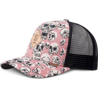 Șepci curbată roz snapback HFT Crasy Sofa Skull de Djinns
