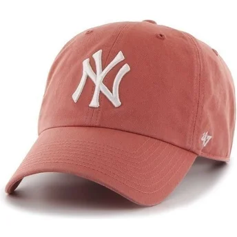 Casquette à visière courbée rouge avec grand logo frontal MLB NewYork Yankees 47 Brand