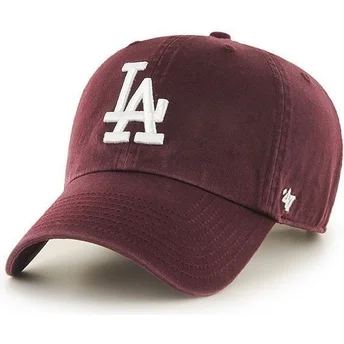 Böjd vinröd keps Los Angeles Dodgers MLB Clean Up från 47 Brand