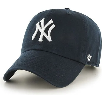 Marineblaue New York Yankees MLB Clean Up Kappe mit gebogenem Schirm von 47 Brand