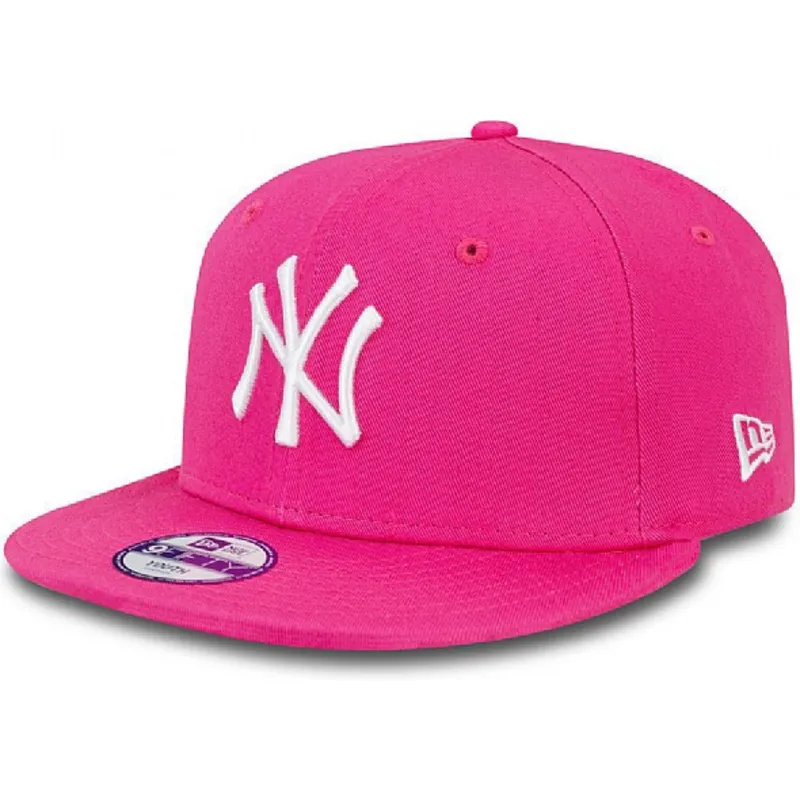 gorra-plana-rosa-snapback-para-nino-9fifty-essential-de-new-york-yankees-mlb-de-new-era